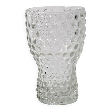 Mid-Century Clear Pressed Glass Vase by Jan Schmid, Rosice / 1961