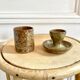 Egg cup and bowl set in pyrite stoneware