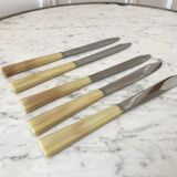 Lot de 5 couteaux en corne années 50 vintage