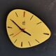 Vintage Formica clock silent asymmetrical wall pendulum "Yellow Japy"