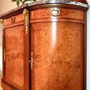 Rare antique buffet with marble, bronze, and marquetry in the Louis XVI style.