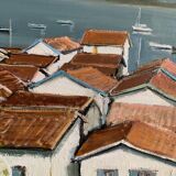 Dubois Ph. "l'Herbe, Le Bassin d'Arcachon" Oil On Canvas Signed