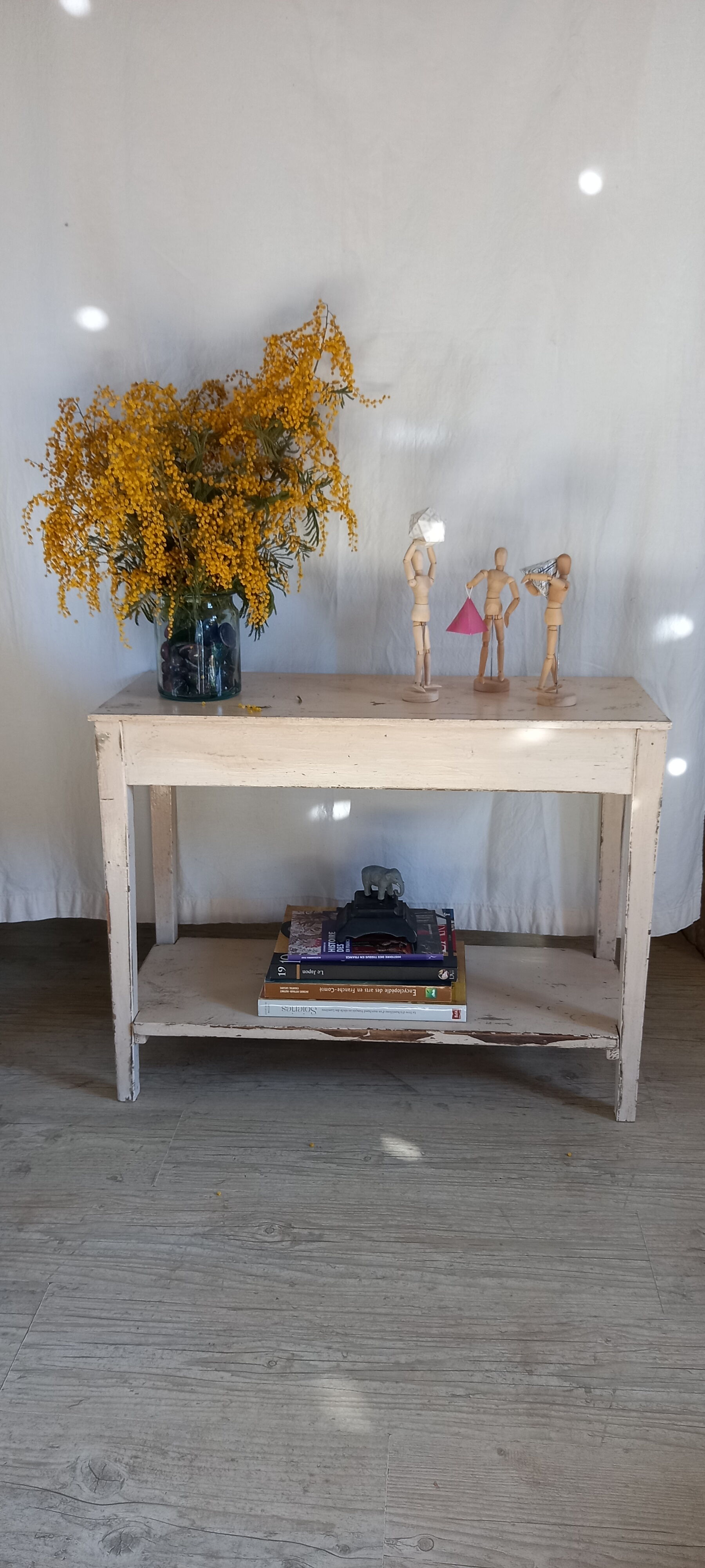 Patinated fir console