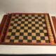 Old board game of checkers + wood + drawers + Vintage-pawns chess game
