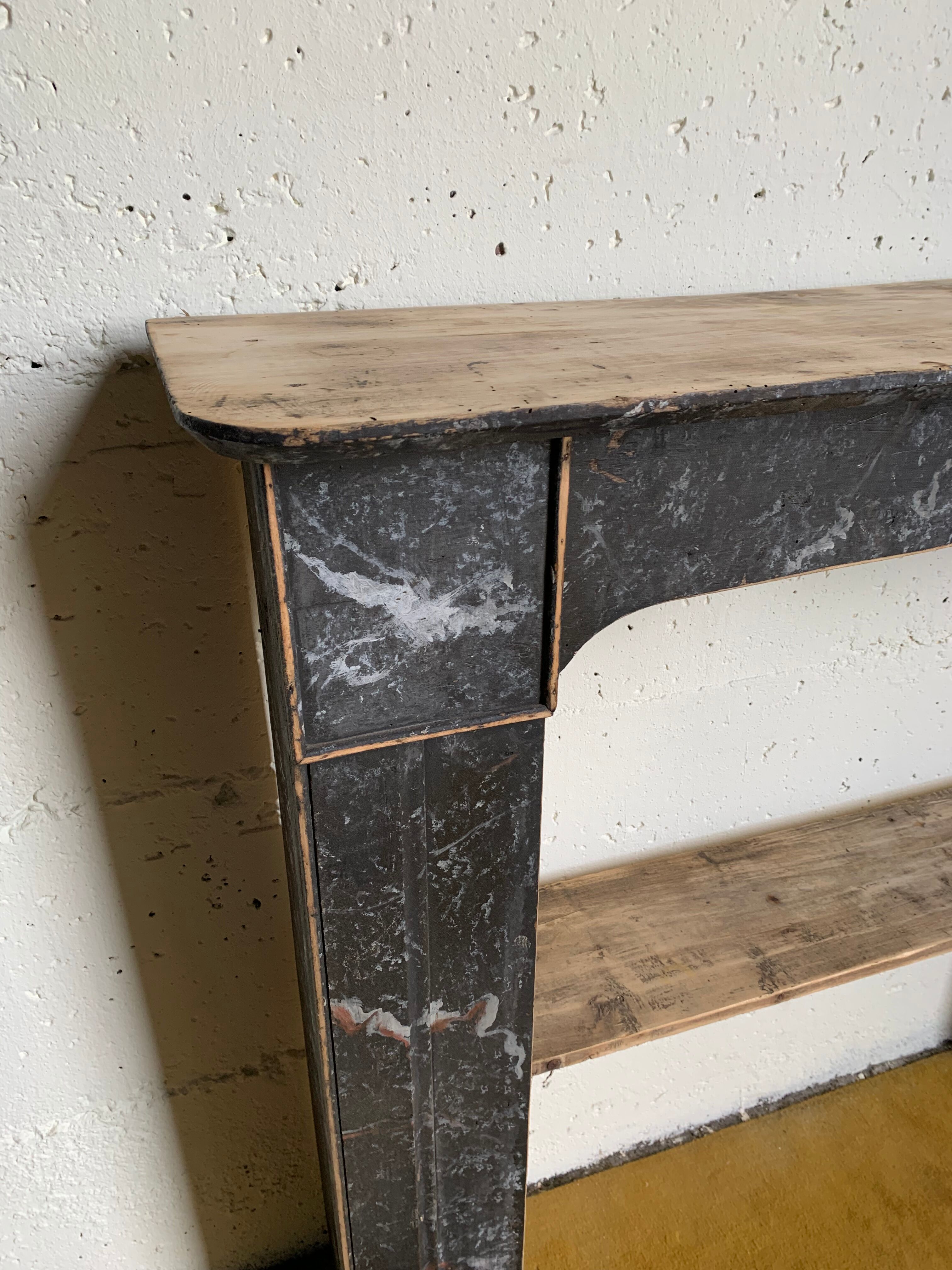 Shelf fireplace mantle.