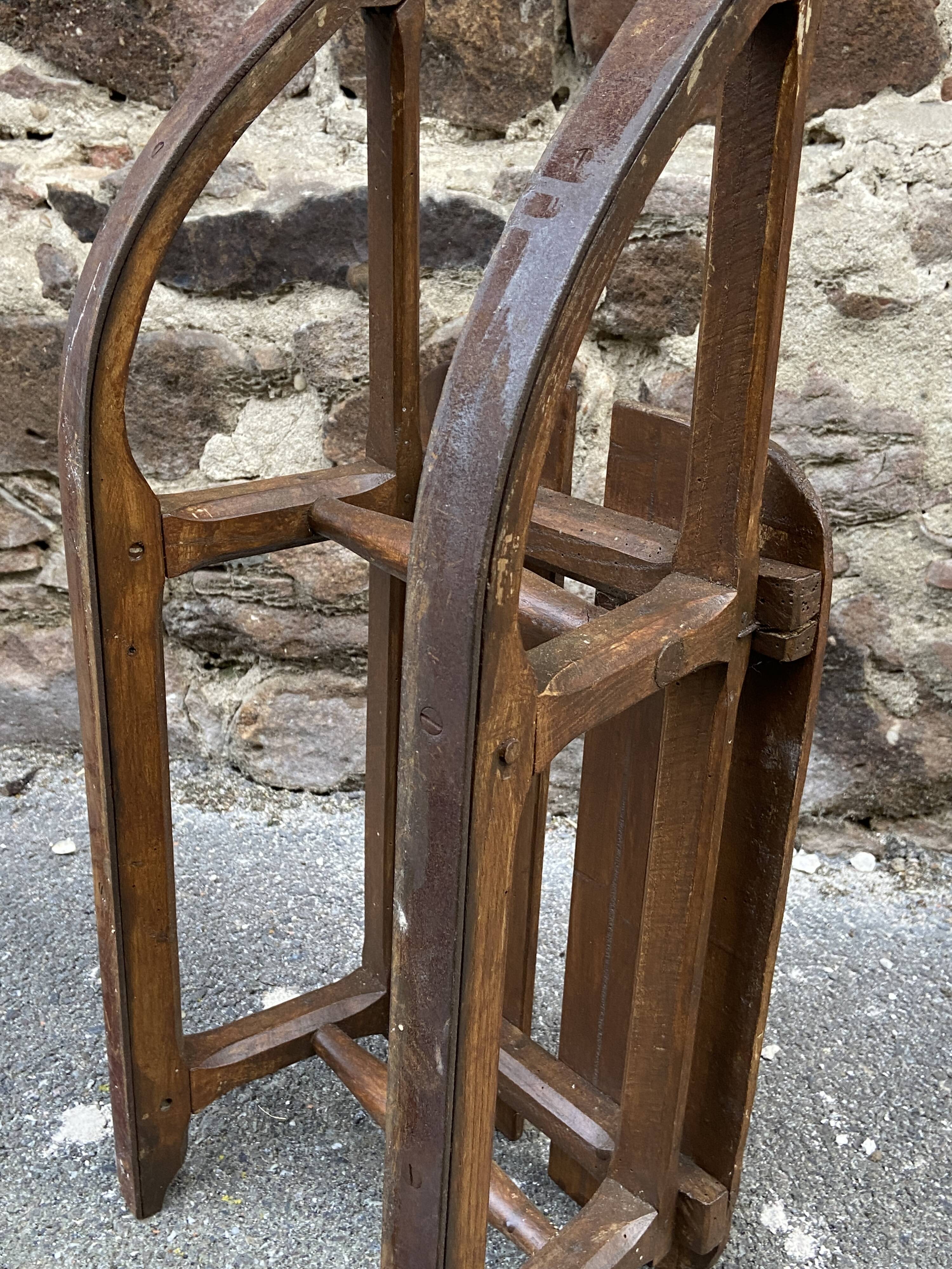 old sled sleigh Alsace Christmas decoration DAVOS style Wood 1900