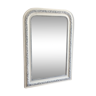 Mirror late 19th with patina grey on white background, 80 X 56