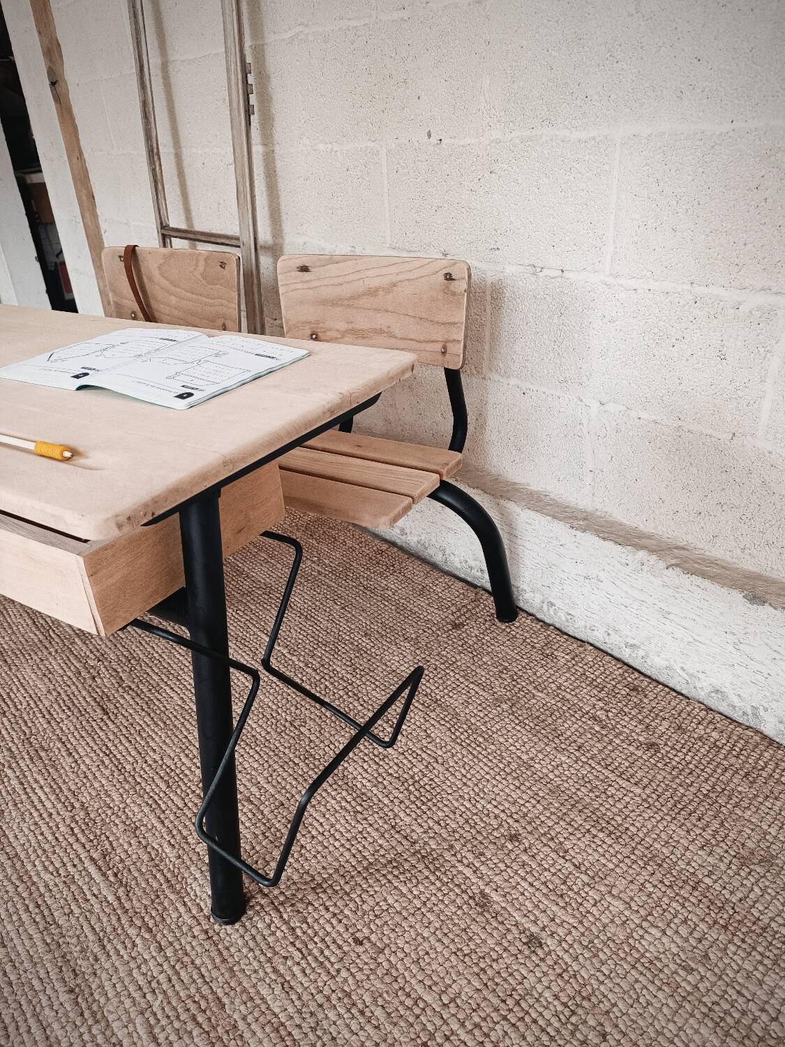 Old double school desk