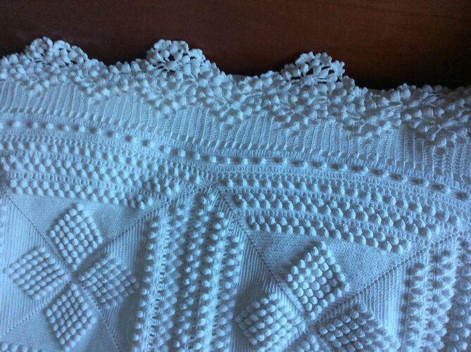 Old handmade crochet bed cover