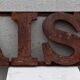 Rusty metal plate HOME