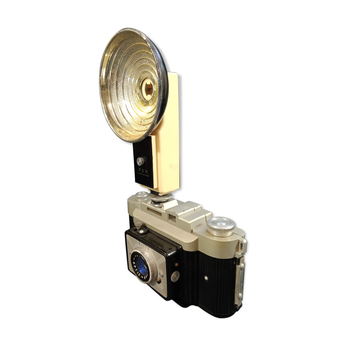 Fex Elite camera with leather cover and flash