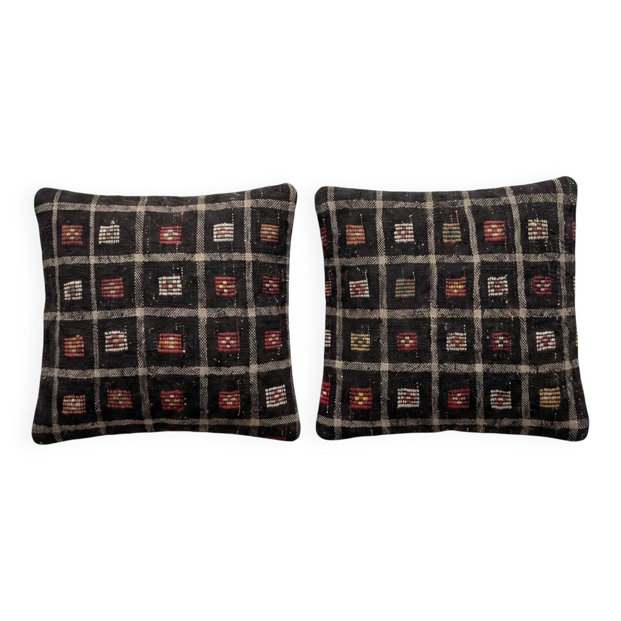 Set of 2 vintage kilim cushion covers 61x61 cm