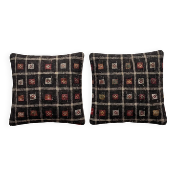 Lot de 2 housses de coussin kilim vintage 61x61 cm