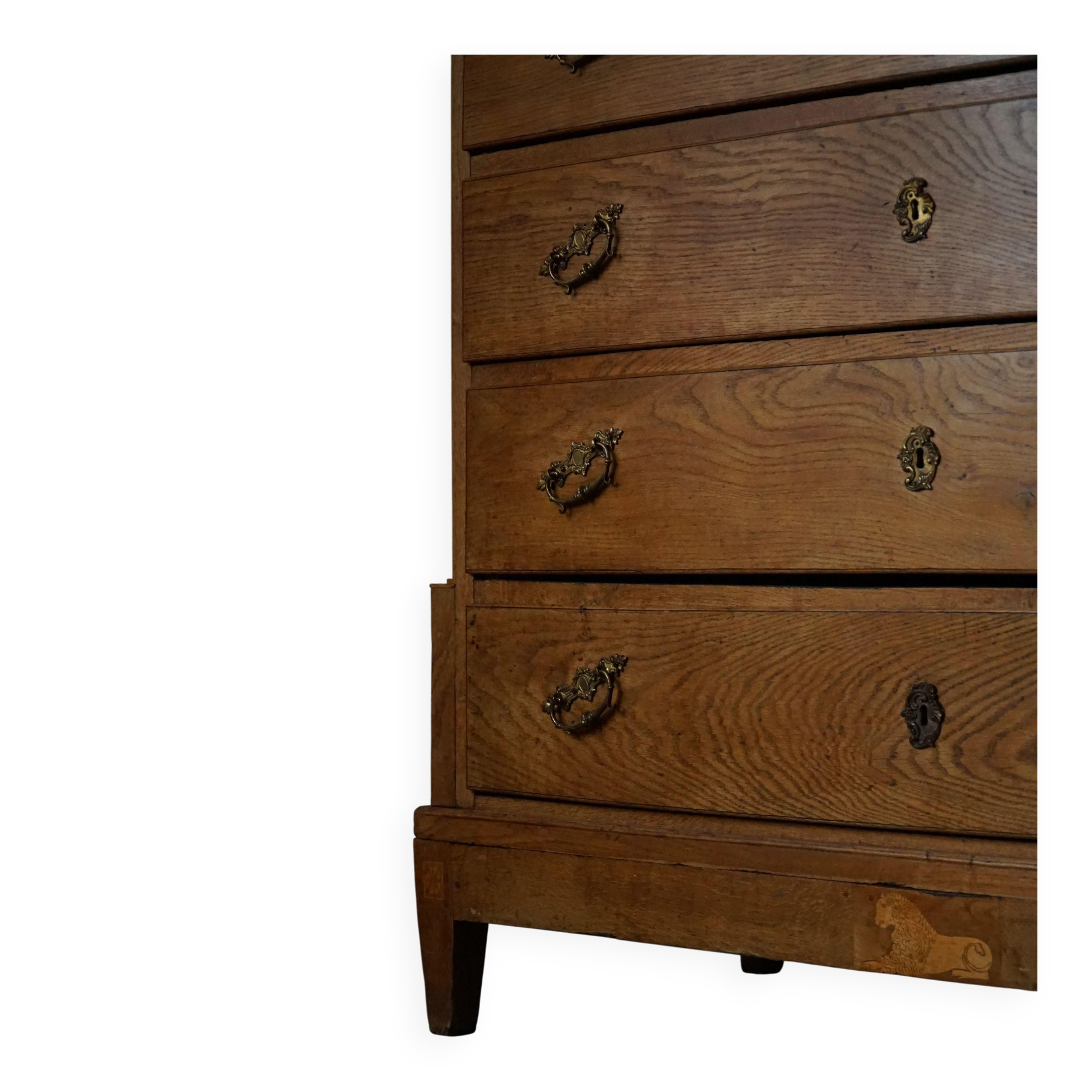Antique Danish oak commode, made at the end of the 18th century, Louis XVI.
