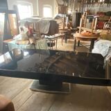 Black art deco extendable dining table made in 1930s czechia