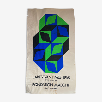 Affiche d'exposition originale Victor Vasarely "l'art vivant 1965-1968" fondation maeght, 1968