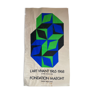 Original exhibition poster Victor Vasarely "l'art vivant 1965-1968" fondation maeght, 1968