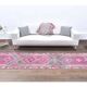 Pink-gray vintage Turkish hand-knotted tribal runner 79x390