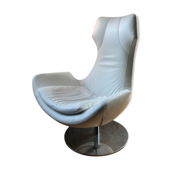 Fauteuil cuir blanc Bardi