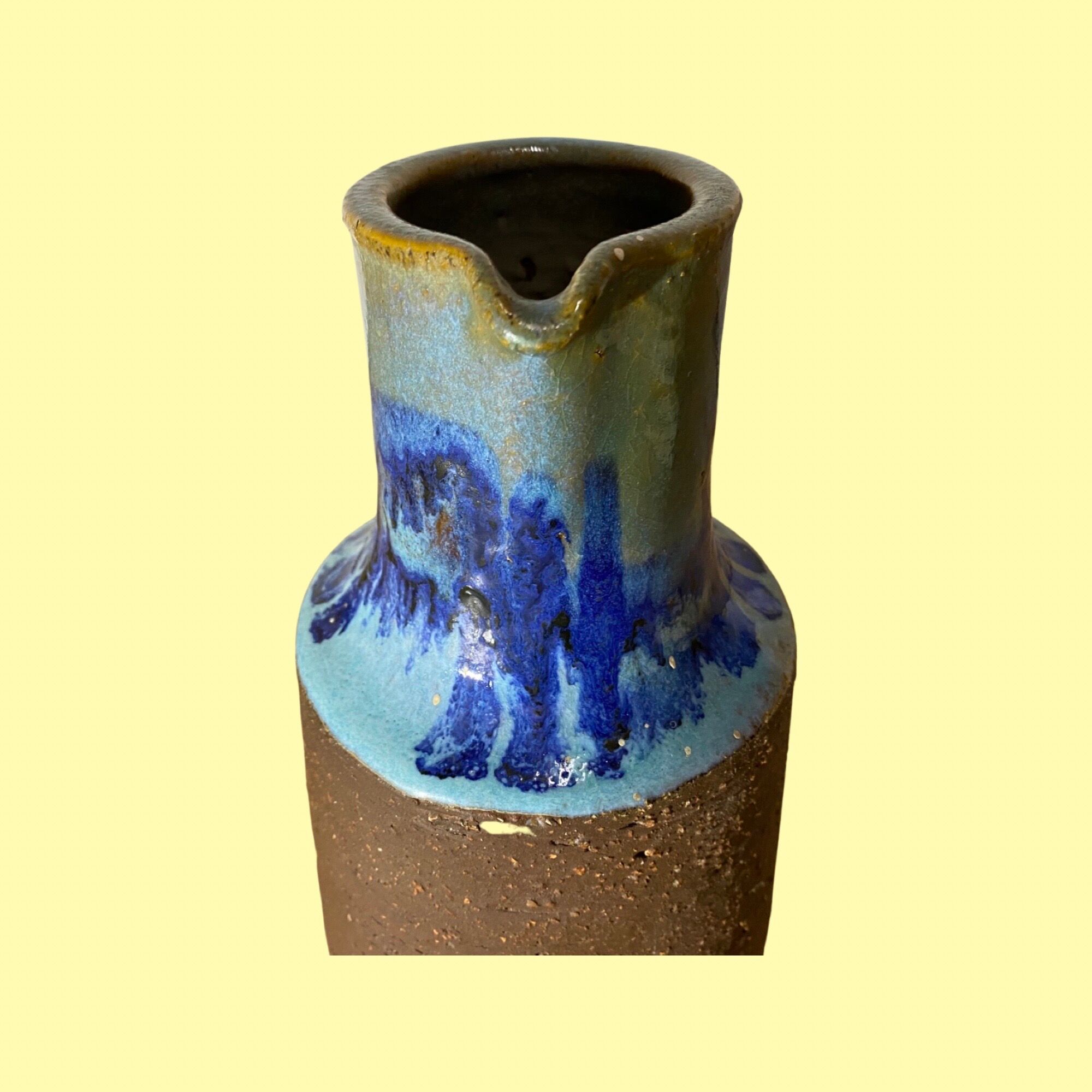 Blue Dripping Ceramic Pottery Made In Denmark | Beautiful Vintage Ceramic Vase - Unique Handmade