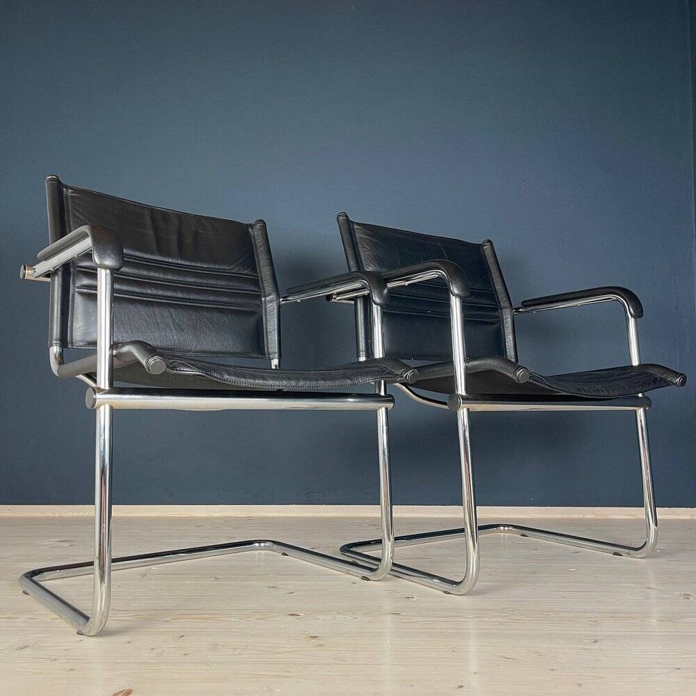 Mid-century Bauhaus style office chair set by Mart Stam for Stol Kamnik, 1980s.