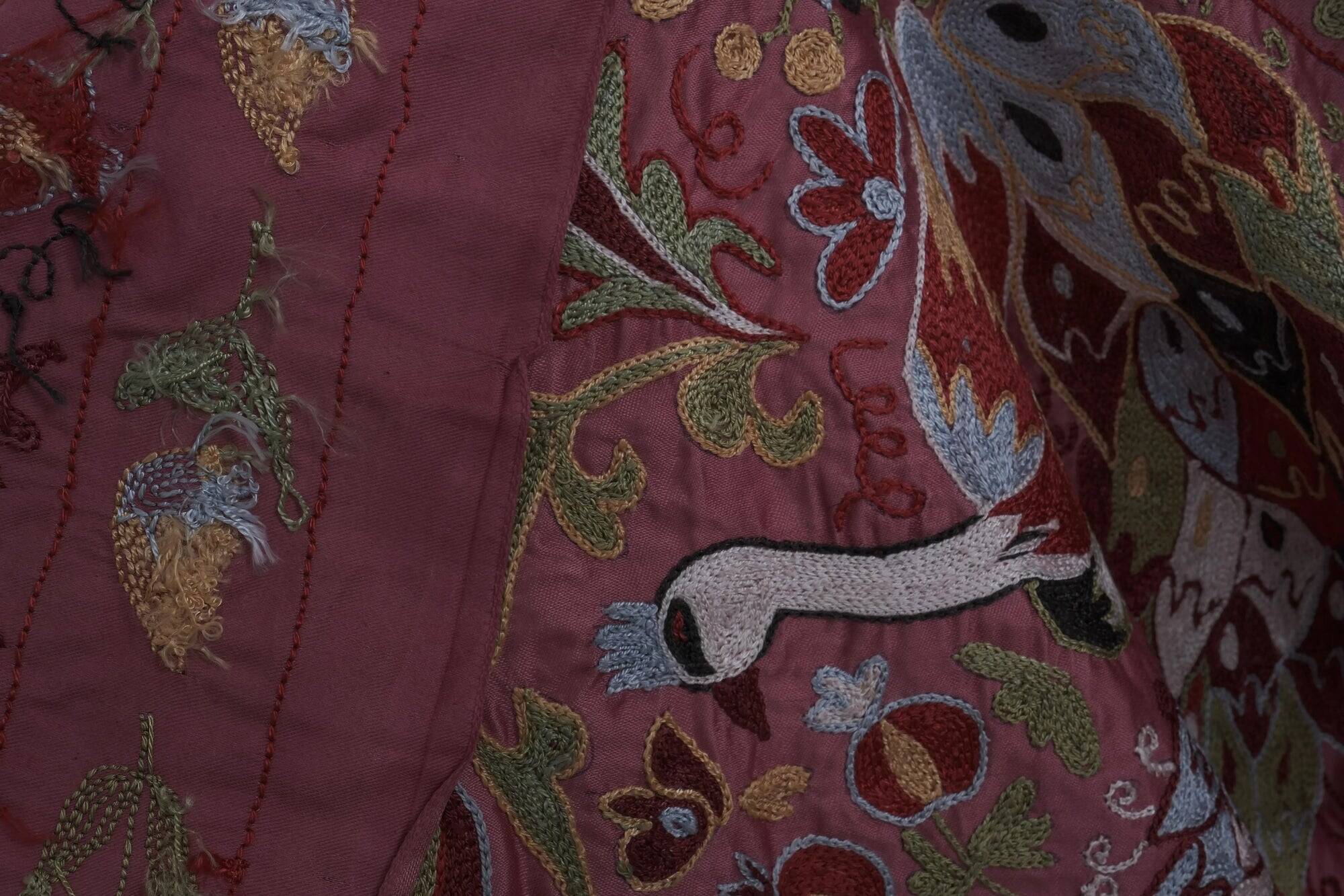 Vintage hand-embroidered tribal tapestry 53x186 cm