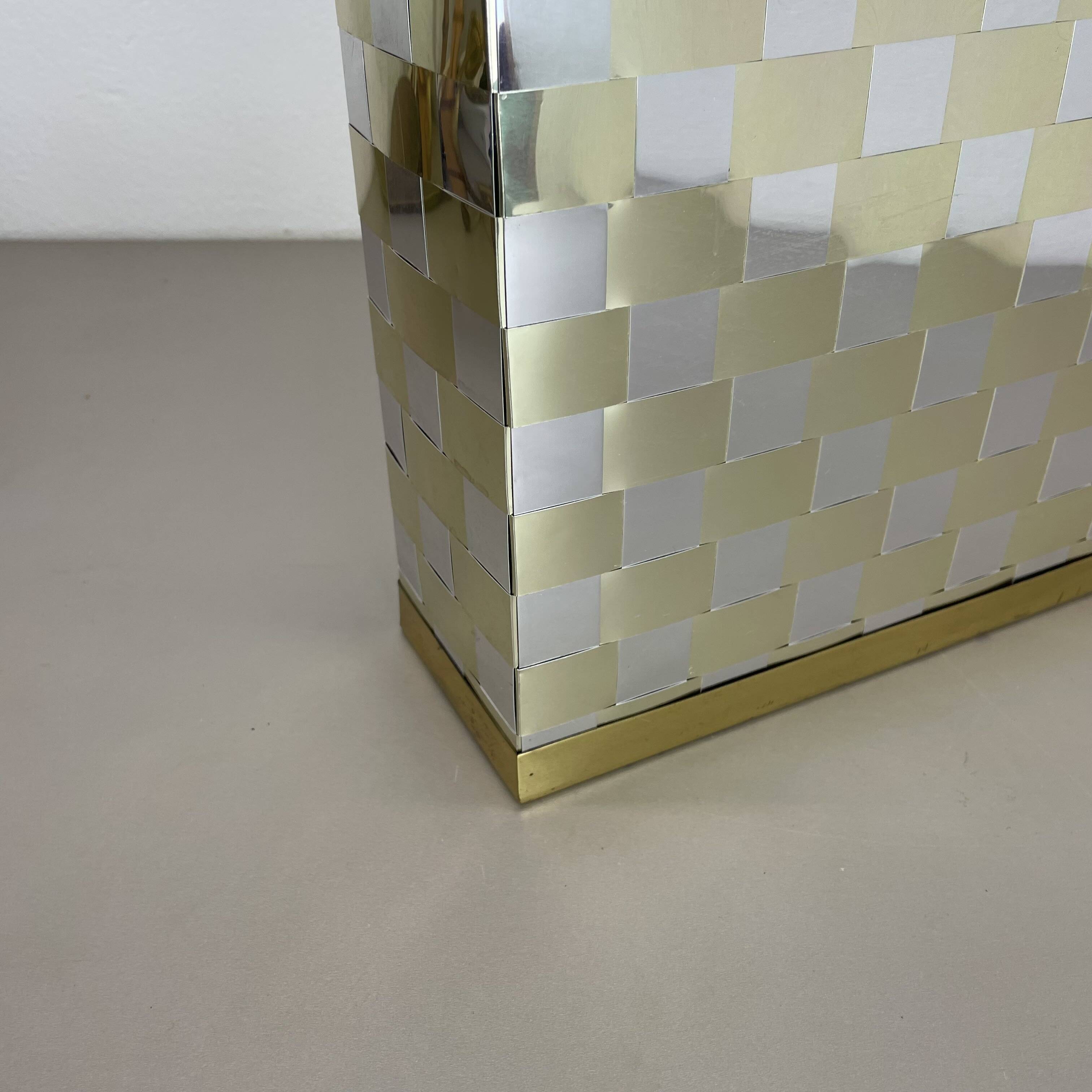 Rare hollywood regency paul evans style bicolor magazine holder, italy 1970