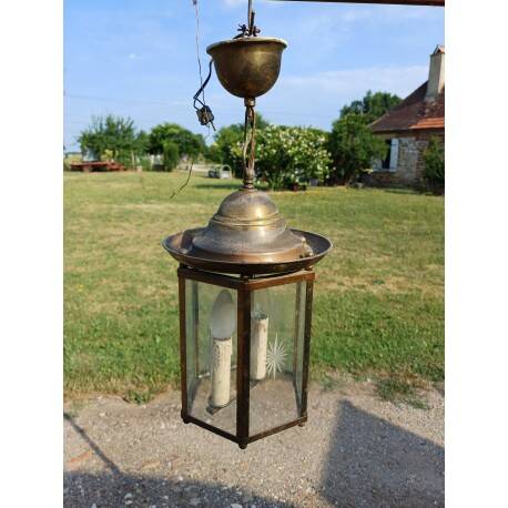 Brass and crystal pendant light