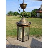 Brass and crystal pendant light