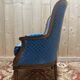 Louis XVI style blue velvet wingback armchair