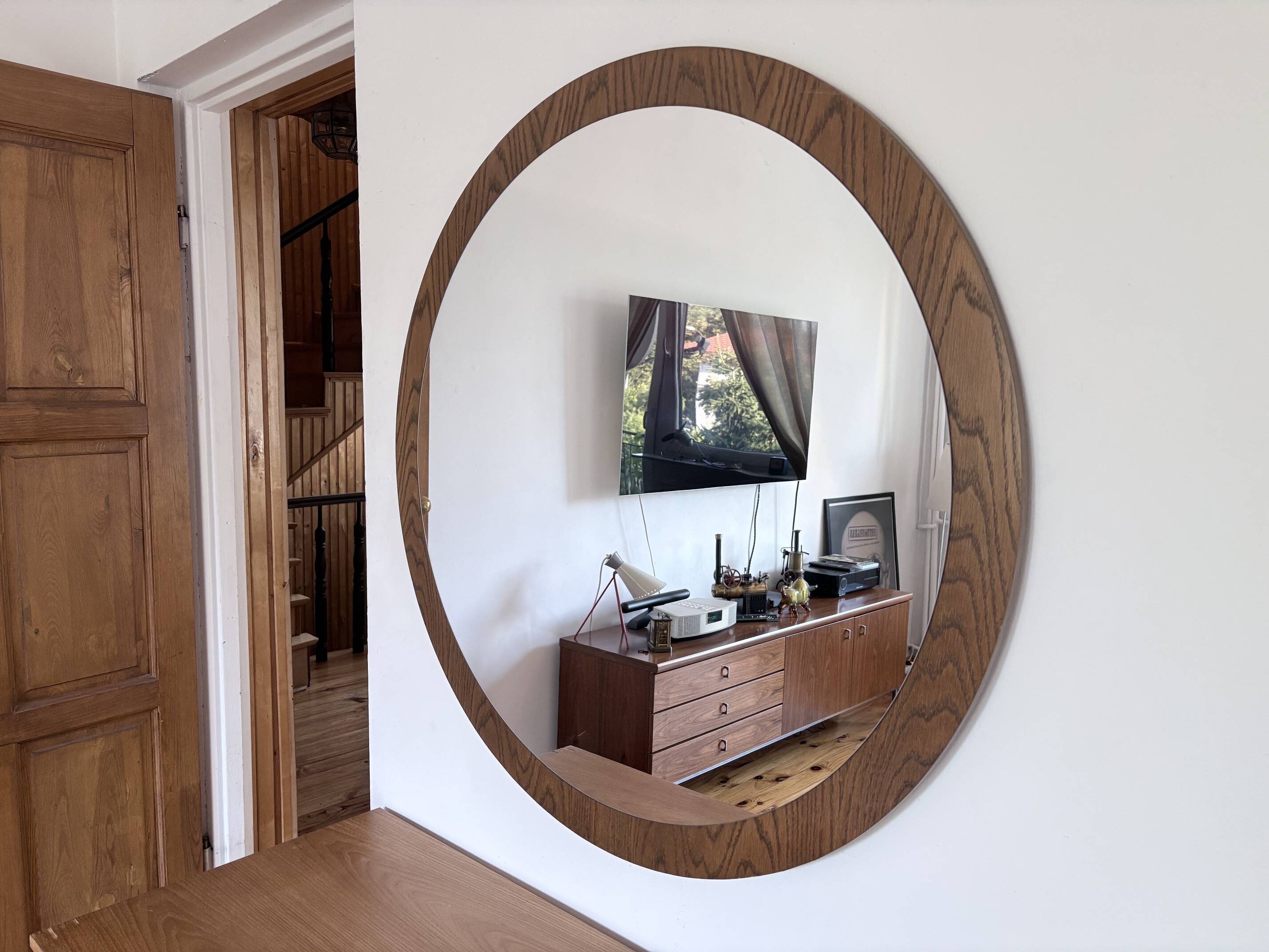 Miroir scandinave XL, 94 cm, années 1960