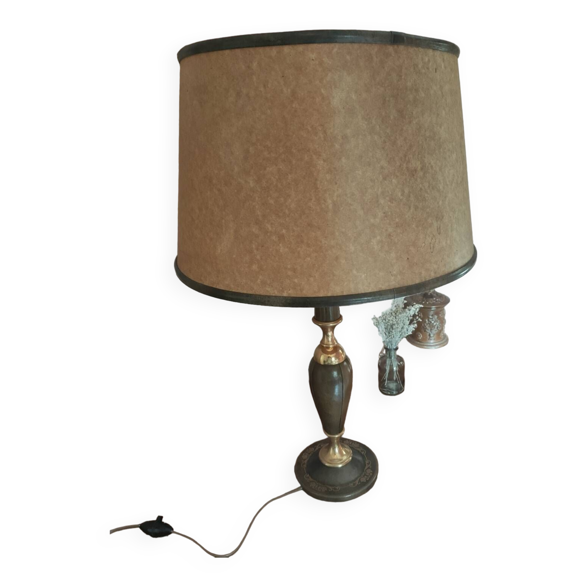 Le Tanneur leather and brass desk lamp