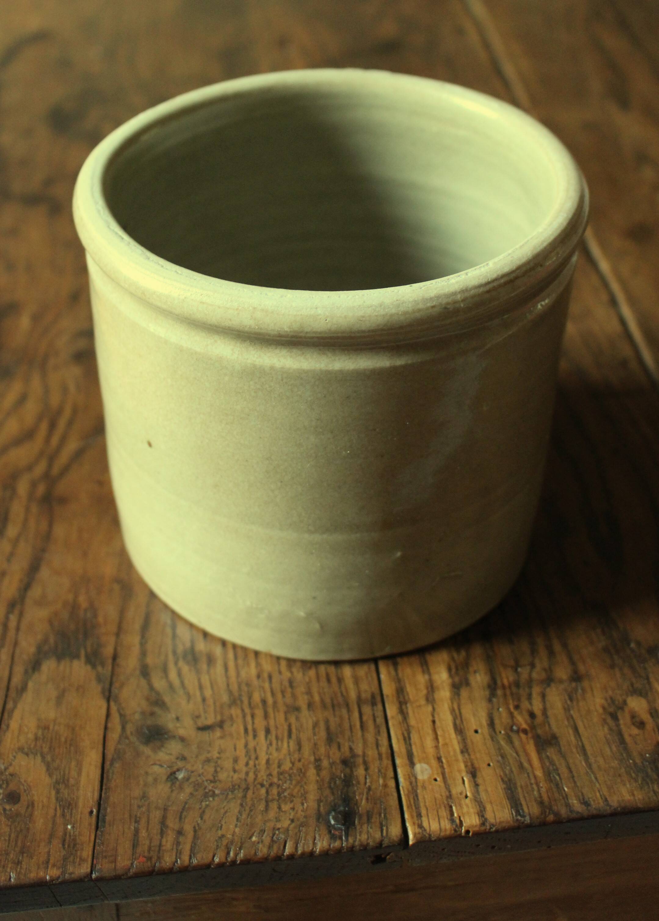 Gray beige glazed stoneware pot