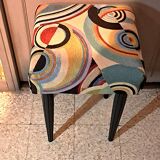 Wooden stool, upholstery restoration, 20th century, occasional furniture