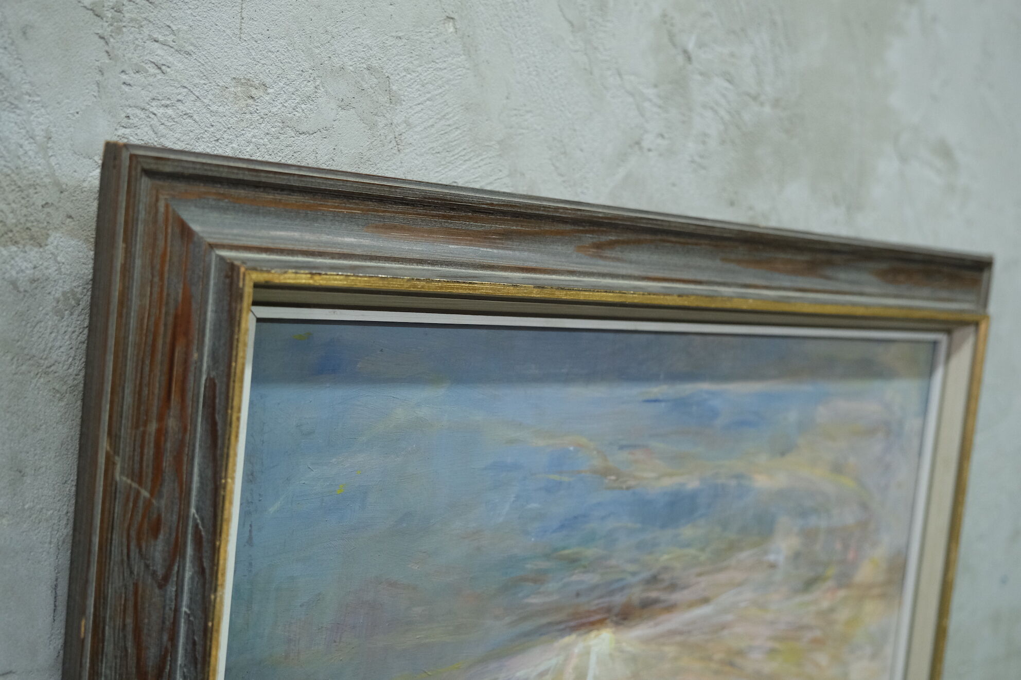 Modernist oil on panel, signed, framed, 1970