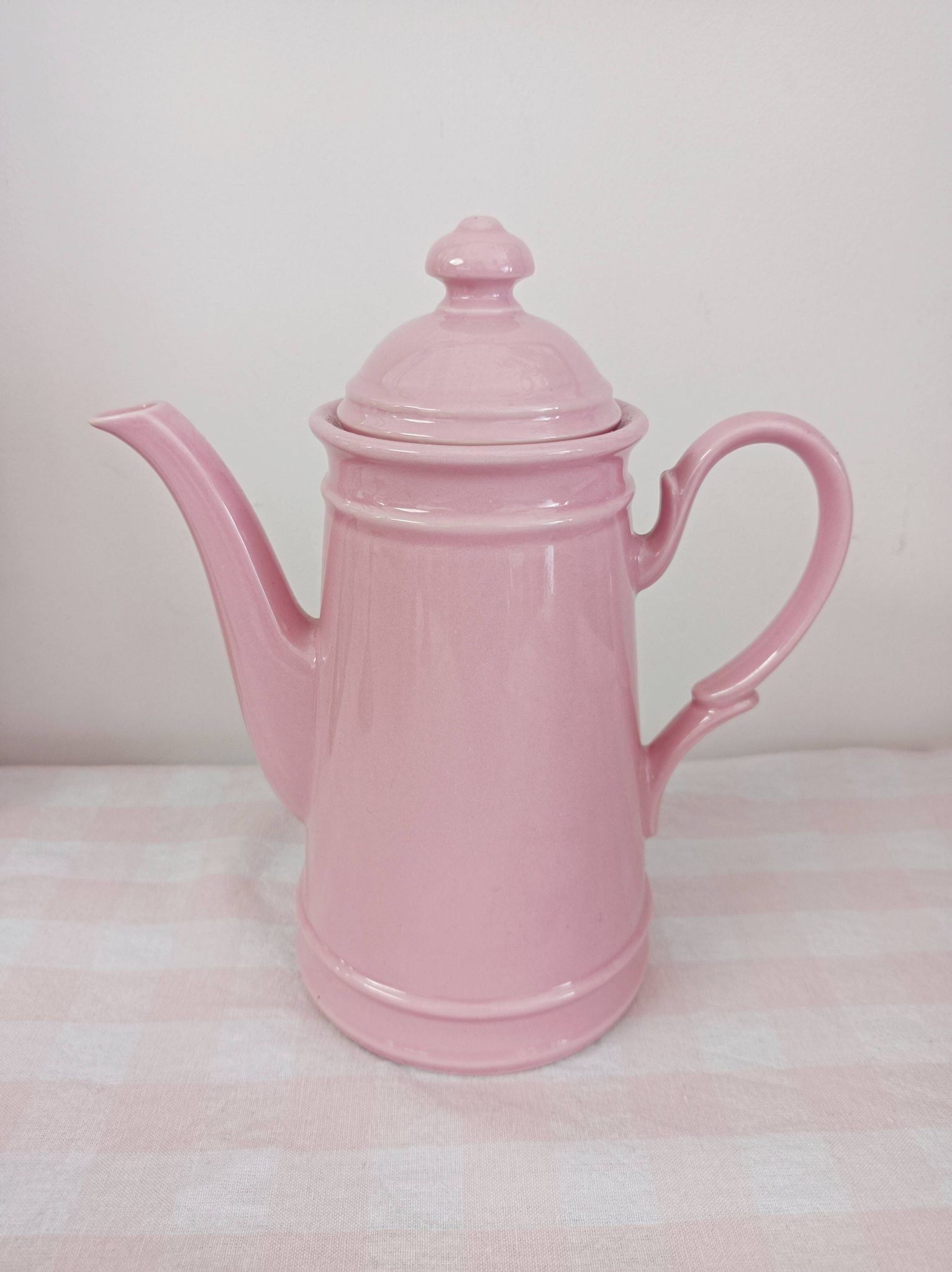 Service à café, cafetière et 5 mazagrans roses