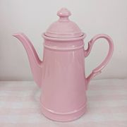 Service à café, cafetière et 5 mazagrans roses
