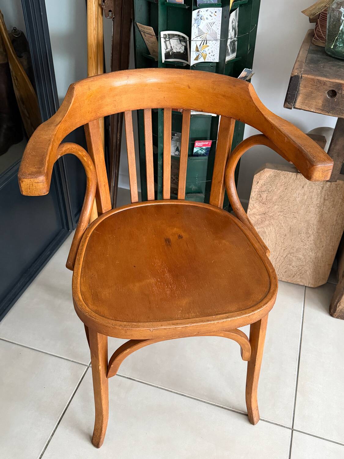Fauteuil de bureau Baumann bois courbé 1950