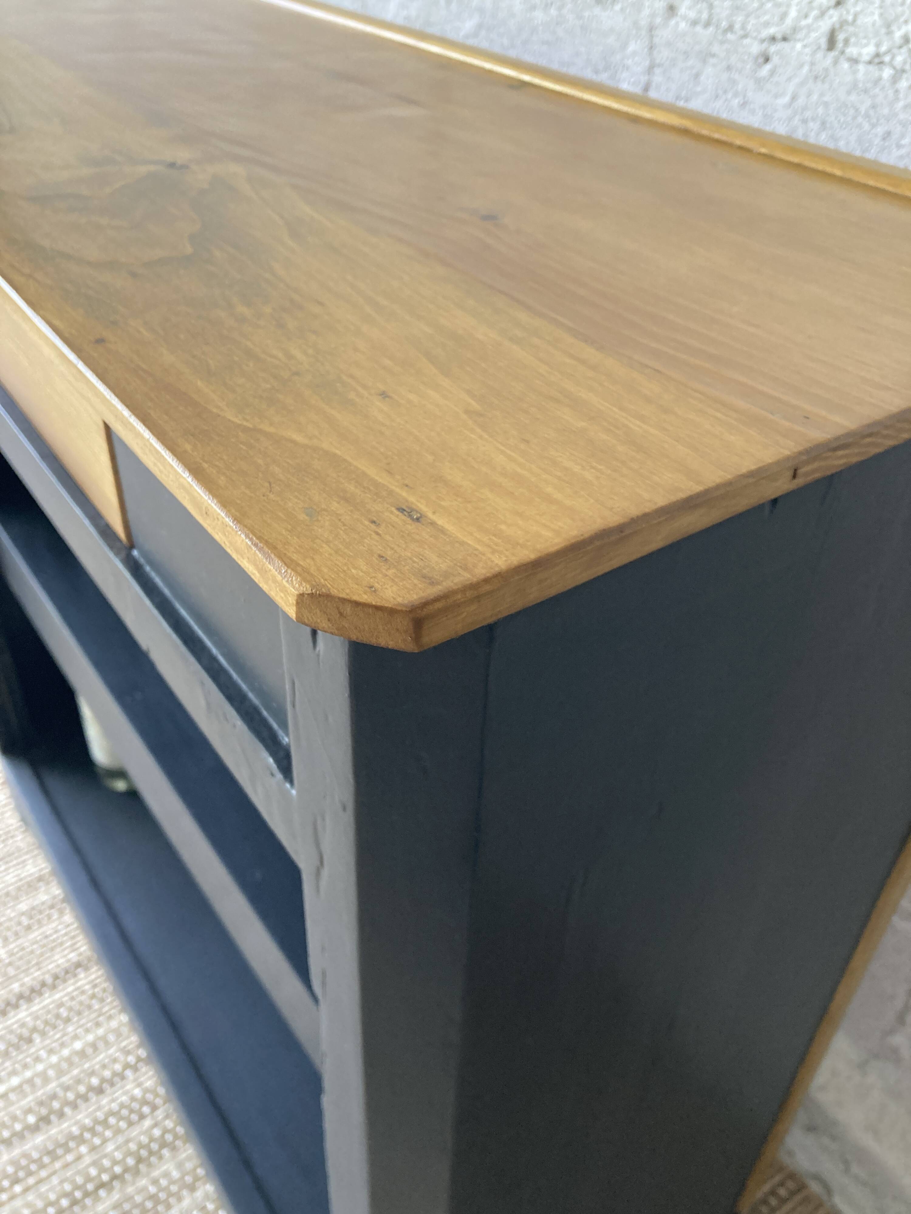 Bar cabinet with chevron installation