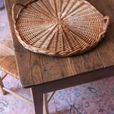 Round wicker top two handles vintage basketry