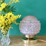 Vintage glass globe table lamp in pink from Clichy.