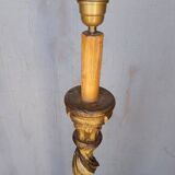 Polychrome gilded carved wood floor lamp ep 1940
