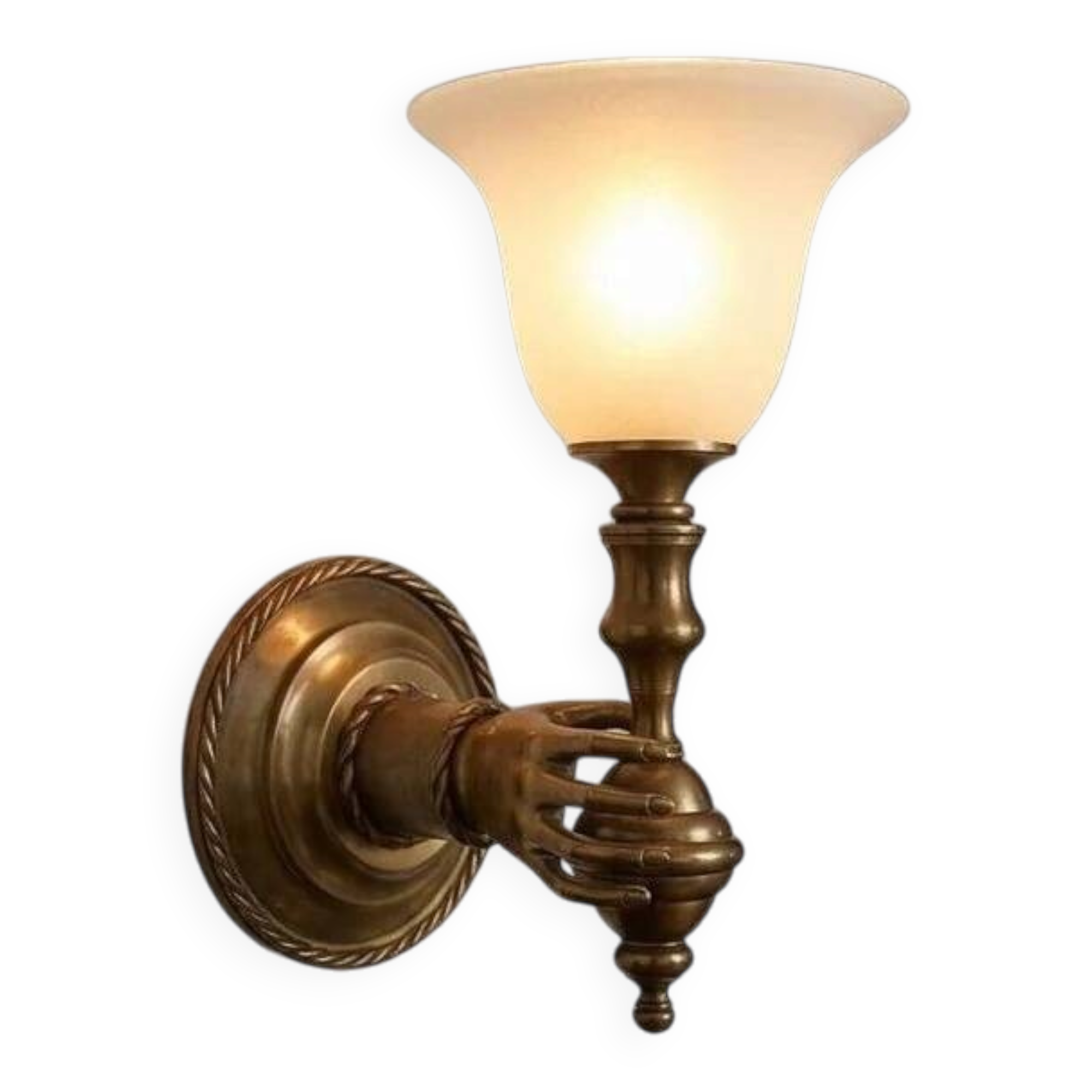 splendid and enormous wall-mounted torch hand torch solid bronze Arlus devol