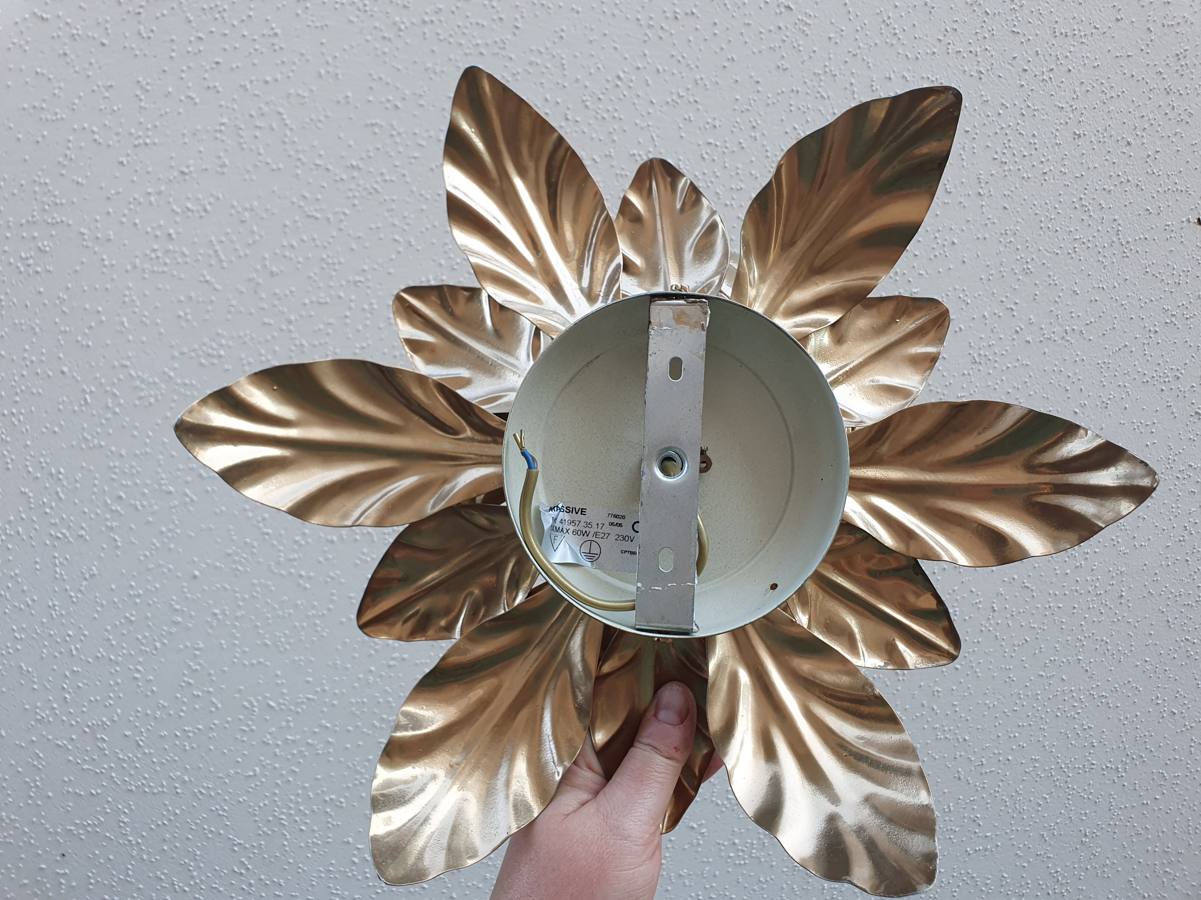 Paire d'appliques : fleurs dorées