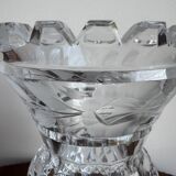Cut and engraved crystal vase – vintage floral decoration