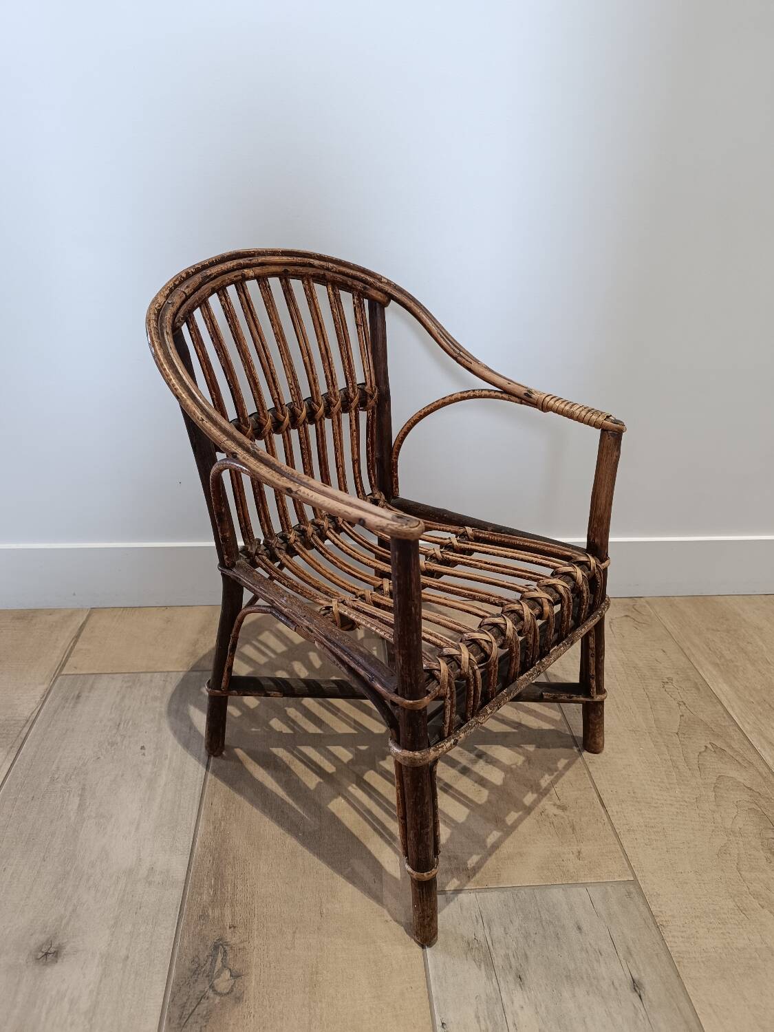 Vintage rattan armchair for children