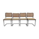 Vintage chrome tubular and cane dining chairs, 1970, italy
