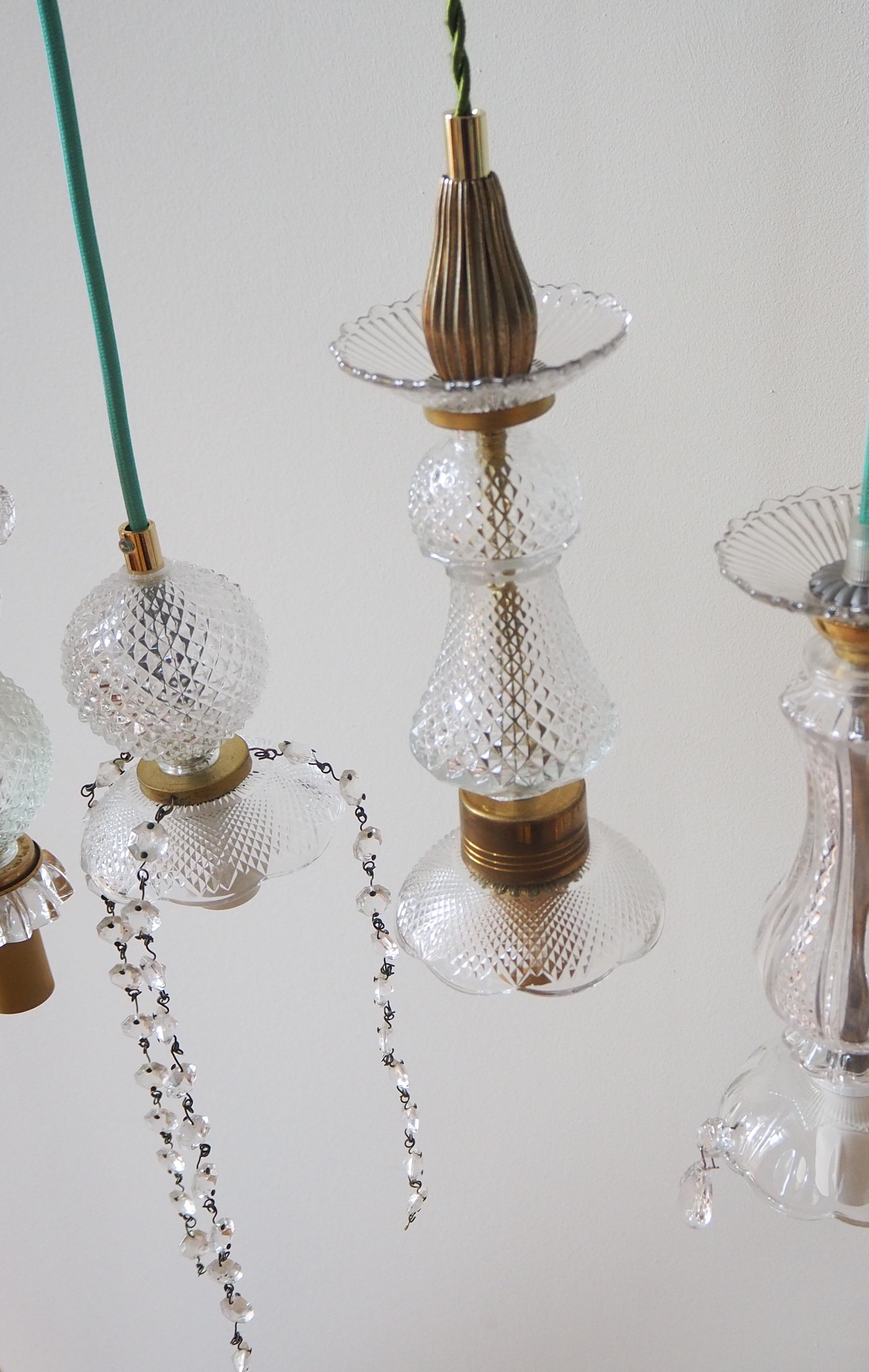 Glass and brass pendant lamp - n°1