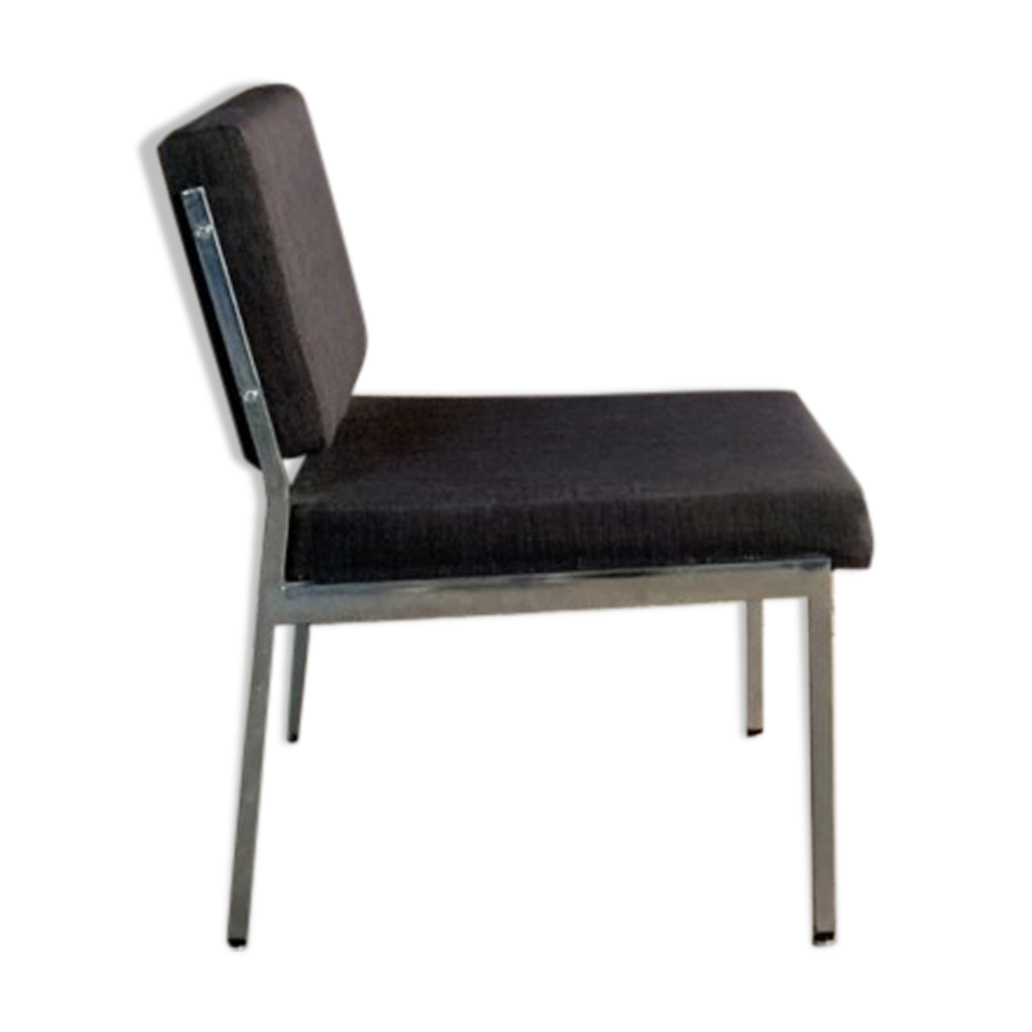 Armchair in metal and grey fabric
