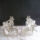 Paire de chandeliers 2 bougies en verre art deco Tchecoslovaquie